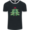 Christmas Dragonfly Xmas Tree Mens Ringer T-Shirt FotL Black/White