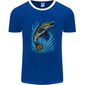 Jumping Pike Fish Fishing Fisherman Mens Ringer T-Shirt FotL Royal Blue/White