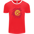 Torn  Kyrgyzstan Flag Kyrgyz Day Football Mens Ringer T-Shirt FotL Red/White