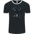 A Gothic Goat Skull With Flowers Goth Roses Mens Ringer T-Shirt FotL Black/White