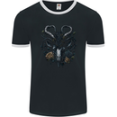 A Gothic Goat Skull With Flowers Goth Roses Mens Ringer T-Shirt FotL Black/White