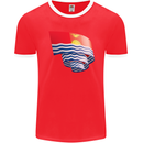 Curled Kiribati Flag Day Football Mens Ringer T-Shirt FotL Red/White