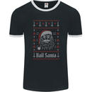 Hail Santa Demonic Evil Anti Christmas Xmas Mens Ringer T-Shirt FotL Black/White