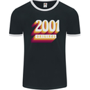 Retro 22nd Birthday Original 2001 Mens Ringer T-Shirt FotL Black/White