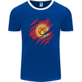 Torn  Kyrgyzstan Flag Kyrgyz Day Football Mens Ringer T-Shirt FotL Royal Blue/White