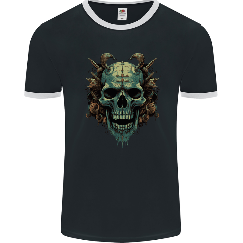 Underworld Devil Skull Demon Satan Mens Ringer T-Shirt FotL Black/White
