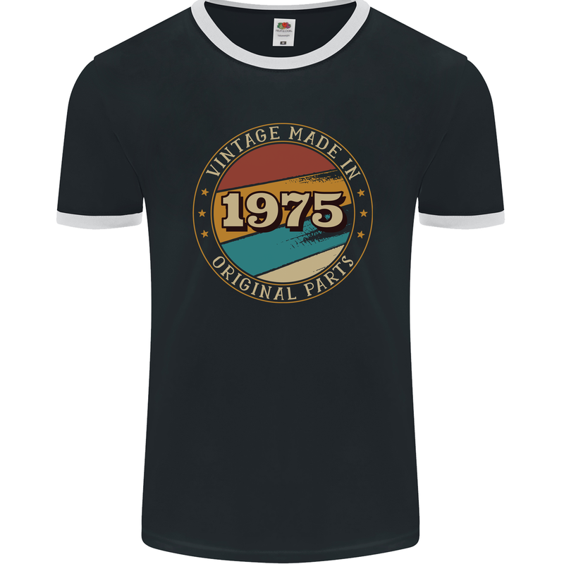 48th Birthday  Vintage Made In 1975 Mens Ringer T-Shirt FotL Black/White