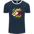 Torn Zimbabwe Flag Zimbabwean Day Football Mens Ringer T-Shirt FotL Navy Blue/White