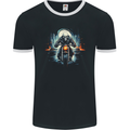 Skull Biker Motorcycle Motorbike Grim Reaper 20 Mens Ringer T-Shirt FotL Black/White