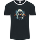 Skull Biker Motorcycle Motorbike Grim Reaper 20 Mens Ringer T-Shirt FotL Black/White