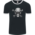 Menacing Demon Skull Mens Ringer T-Shirt FotL Black/White