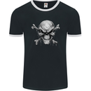 Menacing Demon Skull Mens Ringer T-Shirt FotL Black/White