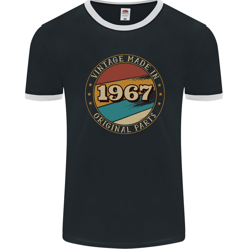 56th Birthday  Vintage Made In 1967 Mens Ringer T-Shirt FotL Black/White
