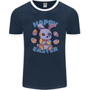 Happy Easter Bunny Mens Ringer T-Shirt FotL Navy Blue/White