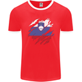 Torn Slovenia Flag Slovenian Day Football Mens Ringer T-Shirt FotL Red/White