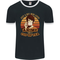 Just a Boy Who Loves Anime & a Cup of Tea Mens Ringer T-Shirt FotL Black/White