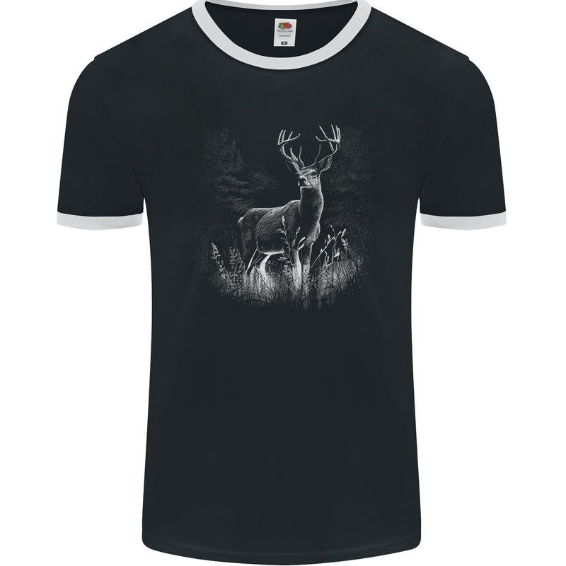 A Stag Deer Mens Ringer T-Shirt FotL Black/White