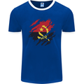 Torn Angola Flag Angolan Day Football Mens Ringer T-Shirt FotL Royal Blue/White