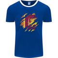 Torn Sri Lankan Flag Sri Lanka Day Football Mens Ringer T-Shirt FotL Royal Blue/White