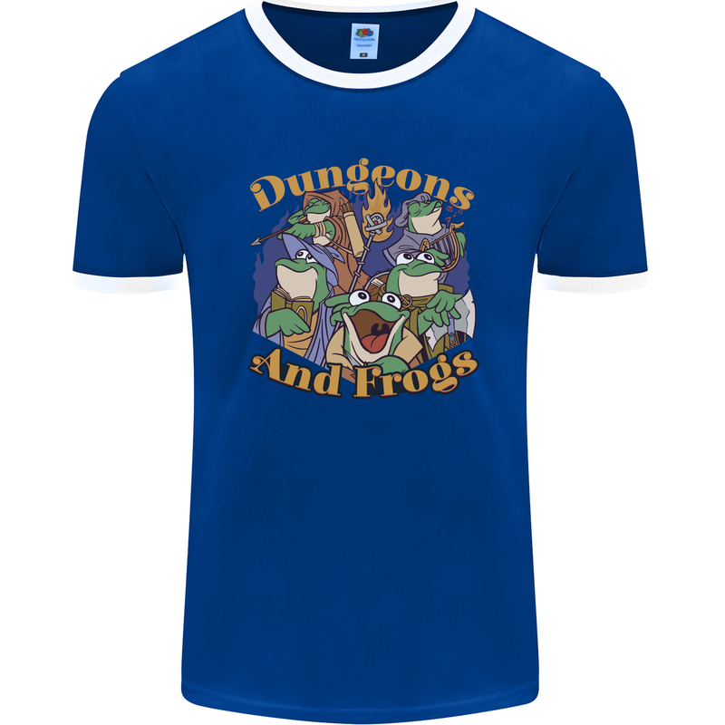 Dungeons & Frogs Role Play Games RPG Mens Ringer T-Shirt FotL Royal Blue/White