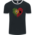 Love Portugal Flag Portuguese Day Football Mens Ringer T-Shirt FotL Black/White