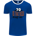 70th Birthday 70 is the New 21 Funny Mens Ringer T-Shirt Royal Blue/White