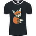 A Cute Tribal Fox Mens Ringer T-Shirt FotL Black/White