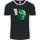 Curled Pakistan Flag Pakistani Day Football Mens Ringer T-Shirt FotL Black/White