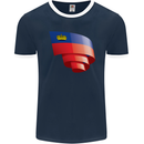 Curled Liechtenstein Flag Liechtensteiner Day Football Mens Ringer T-Shirt FotL Navy Blue/White