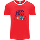 Teacher Mode Off Funny Teaching Mens Ringer T-Shirt Red/White