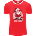 Santa's Workout Funny Christmas Gym Xmas Training Mens Ringer T-Shirt FotL Red/White