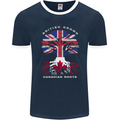 British Grown Canadian Roots Canada Flag Mens Ringer T-Shirt FotL Navy Blue/White