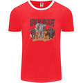 African Wildlife Elephant Lion Rhino Safari Mens Ringer T-Shirt Red/White
