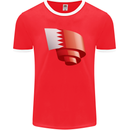 Curled Bahrain Flag Bahraini Day Football Mens Ringer T-Shirt FotL Red/White