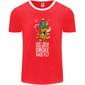 Funny Weed Cannabis Smoke and Fly Mens Ringer T-Shirt FotL Red/White