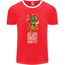 Funny Weed Cannabis Smoke and Fly Mens Ringer T-Shirt FotL Red/White