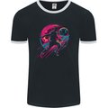 A Retrowave Football Player Soccer Mens Ringer T-Shirt FotL Black/White