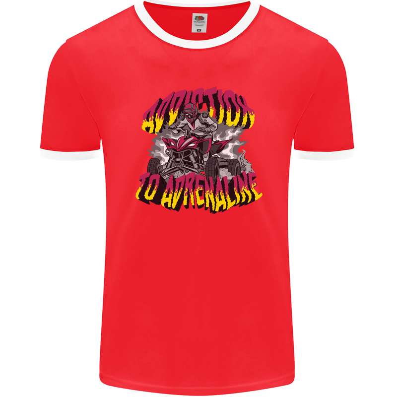 Quad Biking Adrenaline ATV Biker Off Road Mens Ringer T-Shirt FotL Red/White