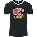HO HO No Funny Lazy Christmas Bah Humbug Xmas Mens Ringer T-Shirt FotL Black/White