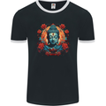 Buddha With Lotus Flowers Mens Ringer T-Shirt FotL Black/White