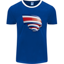 Curled Costa Rica Flag Rican Day Football Mens Ringer T-Shirt FotL Royal Blue/White