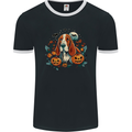 Basset Dog With Pumpkins Halloween Mens Ringer T-Shirt FotL Black/White