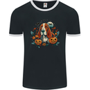 Basset Dog With Pumpkins Halloween Mens Ringer T-Shirt FotL Black/White