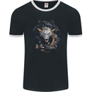 White Japanese Dragon Fantasy Mens Ringer T-Shirt FotL Black/White