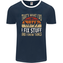 I Fix Stuff Funny Electrician Sparky Mechanic Mens Ringer T-Shirt FotL Navy Blue/White