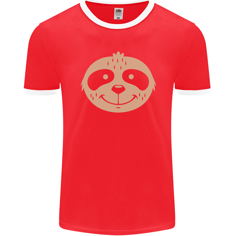 A Funny Sloth Face Mens Ringer T-Shirt FotL Red/White