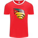 Curled Mozambique Flag Mozambican Day Football Mens Ringer T-Shirt FotL Red/White