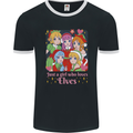 A Girl Who Loves Elves Christmas Anime Xmas Mens Ringer T-Shirt FotL Black/White