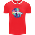 A Colourful Bettafish Aquarium Mens Ringer T-Shirt FotL Red/White