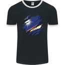 Torn Marshall Islands Flag Day Football Mens Ringer T-Shirt FotL Black/White